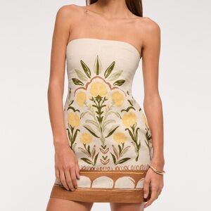 ABERCROMBIE | Scarlet Strapless Floral Linen Blend Skort Dress | SIZE XXS